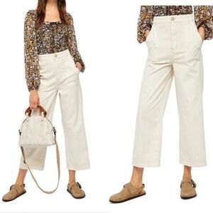 Free people beige cargo pants size 10